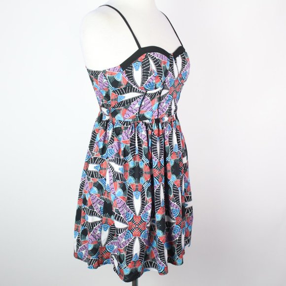 Band of Gypsies Womens Small Leaf Tropical Print Sundress - Picture 2 of 5